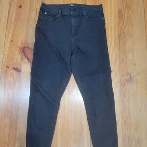 Women's 7 For All Mankind High Waist Ankle Gwenevere Jeans 32 Black Skinny Pants